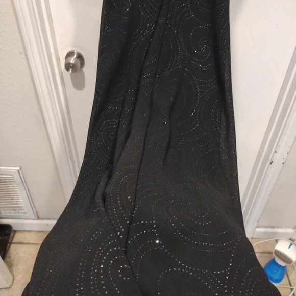 Karina Nites Black Sparkle Y2K Formal Black Maxi Dress Sz 10P-Fairy Whimsy Goth - Picture 7 of 9